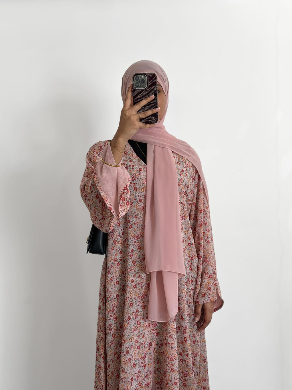 Floral double layer chiffon abayas with hijab