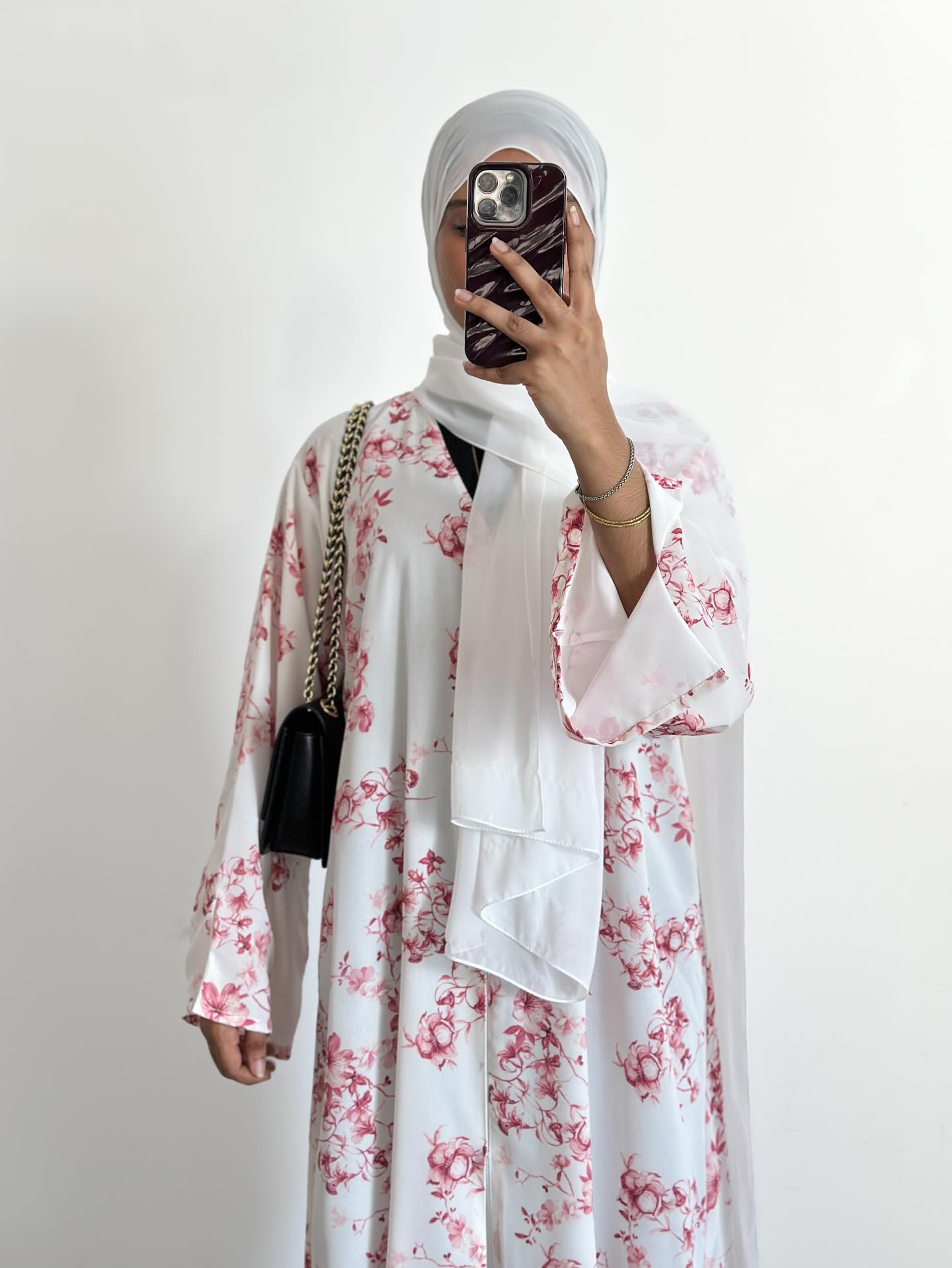 Floral double layer chiffon abayas with hijab