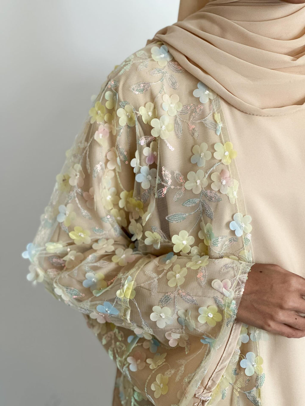 Floral Cardigan with Innerwear and hijab