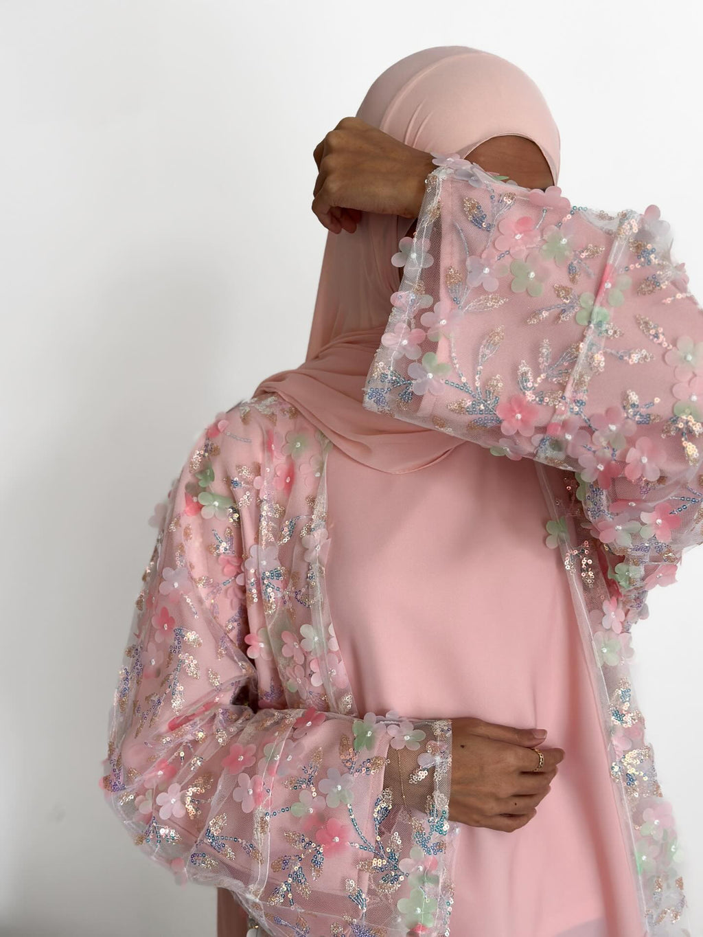 Floral Cardigan with Innerwear and hijab